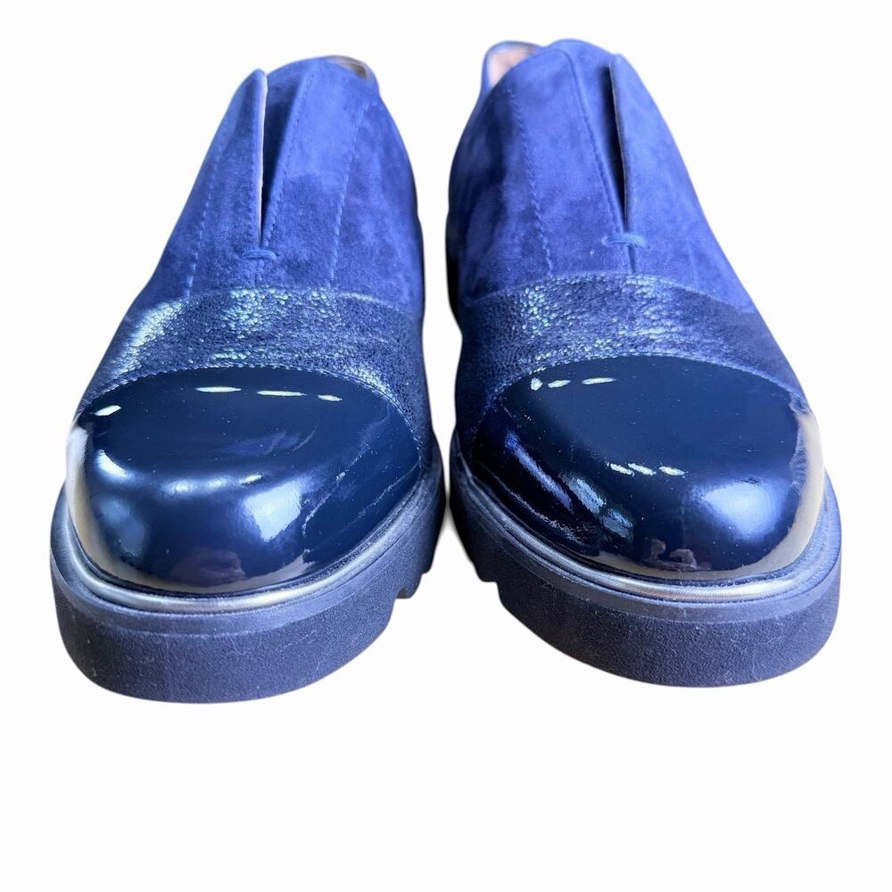 DONALD J. PLINER Cloud Blue Suede Leather Laceless Oxford Womens Shoes 8.5 M - Picture 3 of 10